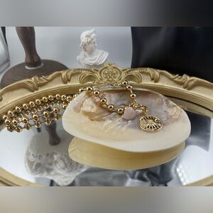 Gold Beaded Pendant Necklace with Charms ✨💗